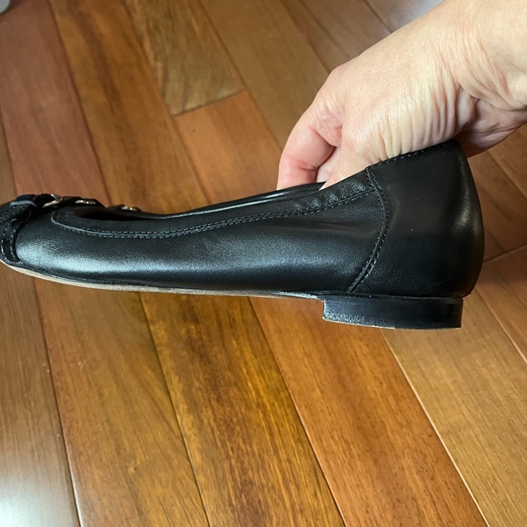 AGL Black Ballet Flats Designer Cap-Toe Buckle Patent/Leather Euro Size 38.5 - Picture 5 of 10